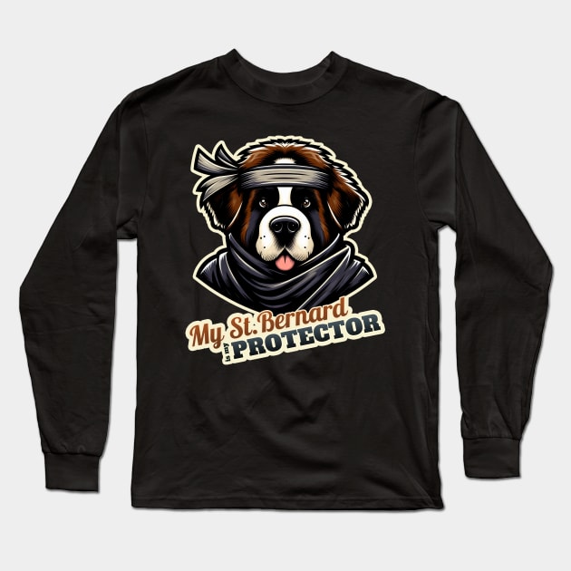 Ninja St. Bernard Long Sleeve T-Shirt by k9-tee